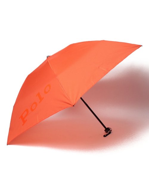 POLO RALPH LAUREN(umbrella)(ポロラルフローレン（傘）)/折りたたみ傘　無地×カラーポロポニー/オレンジ