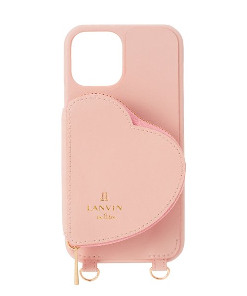 LANVIN en Bleu(Smartphone case)(ランバンオンブルー（スマホケース）)/Wrap Case Pocket Simple Heart with Pearl Type Neck Strap for iPhone 12/メーカー指定色