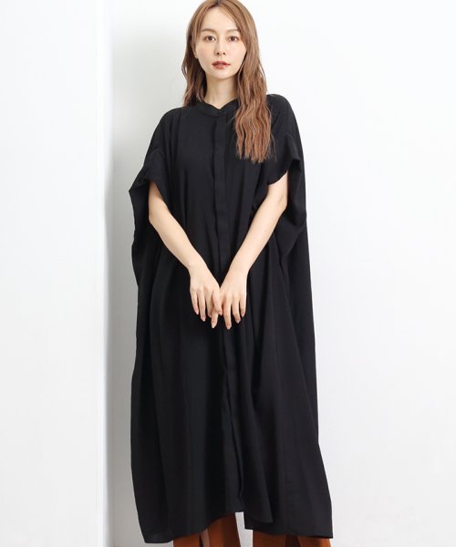 セール バンドカラーフリル袖ワイドワンピース マーサ Martha Magaseek