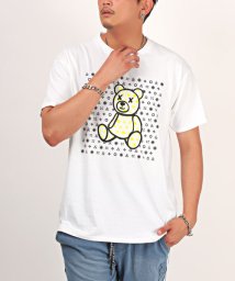 LUXSTYLE(ラグスタイル)/クマ蛍光グラフィックプリントTシャツ/Tシャツ メンズ 半袖 クマ プリント ベア イラスト ネオンカラー/ホワイト