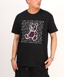 LUXSTYLE(ラグスタイル)/クマ蛍光グラフィックプリントTシャツ/Tシャツ メンズ 半袖 クマ プリント ベア イラスト ネオンカラー/ブラック系1