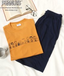 salong hameu(salong hameu)/【Salong hameu】PEANUTS（ピーナッツ）SNOOPY スヌーピー半袖Tシャツ×ハーフパンツ/上下セット/ルームウェア/オレンジ