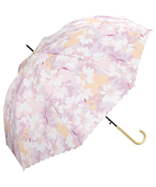 Wpc．(Wpc．)/【Wpc.公式】雨傘 ペールトーンフラワー  58cm ジャンプ傘 継続はっ水 晴雨兼用 レディース 長傘/ピンク