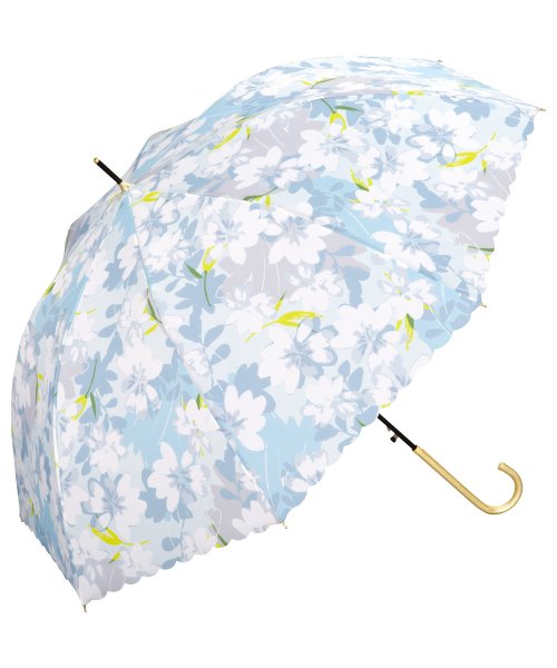 Wpc．(Wpc．)/【Wpc.公式】雨傘 ペールトーンフラワー  58cm ジャンプ傘 継続はっ水 晴雨兼用 レディース 長傘/ブルー