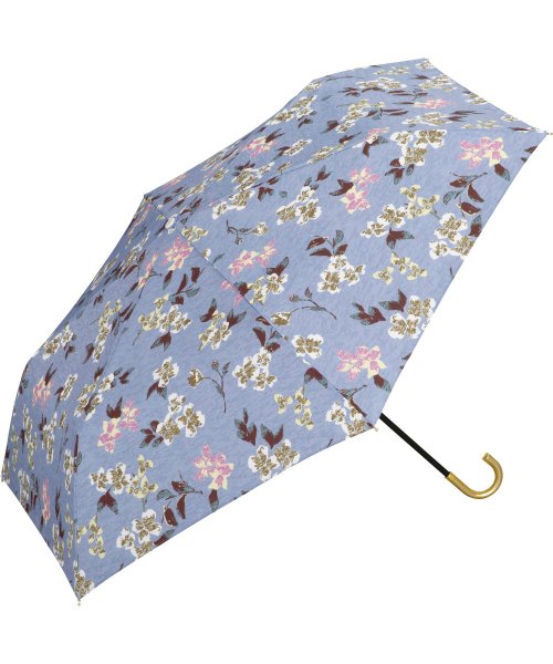 Wpc．(Wpc．)/【Wpc.公式】雨傘 フラワーウィービング ミニ  50cm 晴雨兼用 レディース 折りたたみ傘/ブルーグレー