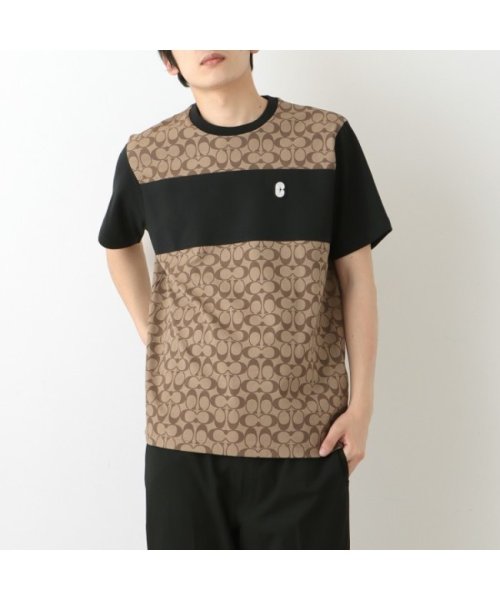 コーチ アウトレット Tシャツ シグネチャー ベージュ ブラック メンズ Coach C9602 Ofz コーチ Coach Magaseek