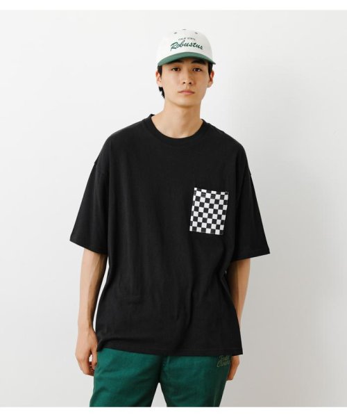 RODEO CROWNS WIDE BOWL(ロデオクラウンズワイドボウル)/チェッカーポケットTシャツ/BLK