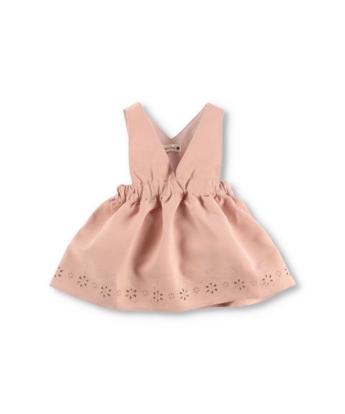 BRANSHES(ブランシェス)/ピーチ起毛裾刺繍ジャンパースカート/ピンク