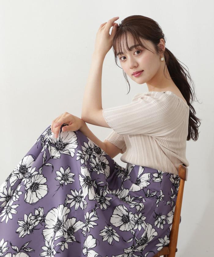 ANAYI ビッグフラワープリントAラインワンピース サイズはSサイズ