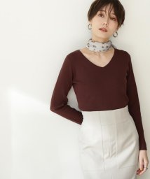 N Natural Beauty Basic(エヌナチュラルビューティベーシック)/総針Vネック長袖ニット/チョコレート