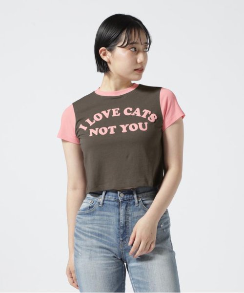 LHP(エルエイチピー)/ITZAVIBE/イッザバイブ/I LOVE CATS NOT YOU レタリングTシャツ/ブラウン