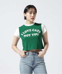 LHP(エルエイチピー)/ITZAVIBE/イッザバイブ/I LOVE CATS NOT YOU レタリングTシャツ/グリーン