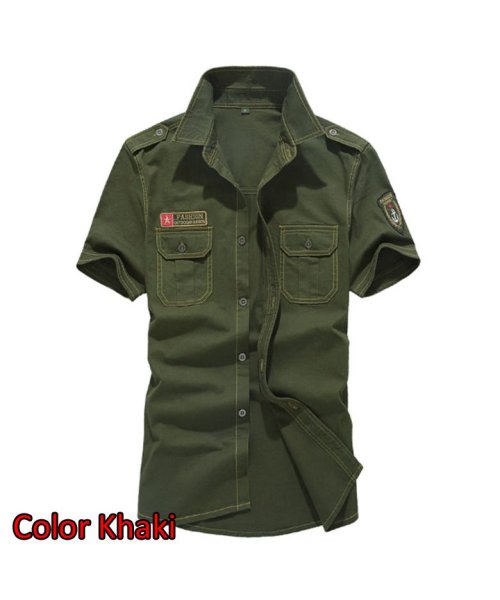 ミリタリーシャツ ワークシャツ 作業着 半袖シャツ カジュアルシャツ シャツ メンズ ミリタリー サバゲー B系 お兄系 ストリート系 マウマウ ファッション Mowmow Fashion Magaseek