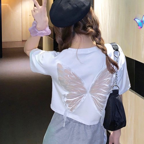 セール ショートtシャツ トップス 半袖背中透け ミニミニストア Miniministore Magaseek