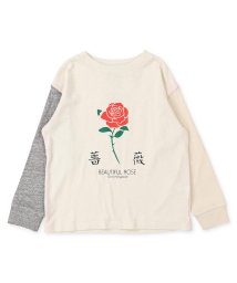 ゴートゥーハリウッド(ゴートゥーハリウッド)/天竺 薔薇 と 平和 Tシャツ/ホワイト