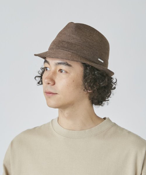 OVERRIDE(OVERRIDE)/OVERRIDE  BASIC KNIT FEDORA W.BLEND/ブラウン