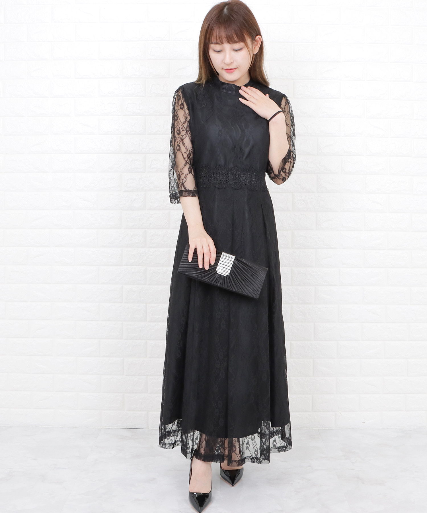 セール パーティードレス総レースワンピースハイウエストaラインフレア レースレディース Lace Ladies Magaseek
