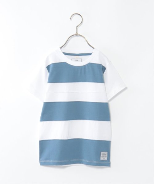 ikka kids(イッカ　キッズ)/【キッズ】ピンタックボーダーTシャツ（120〜160cm）/ブルー