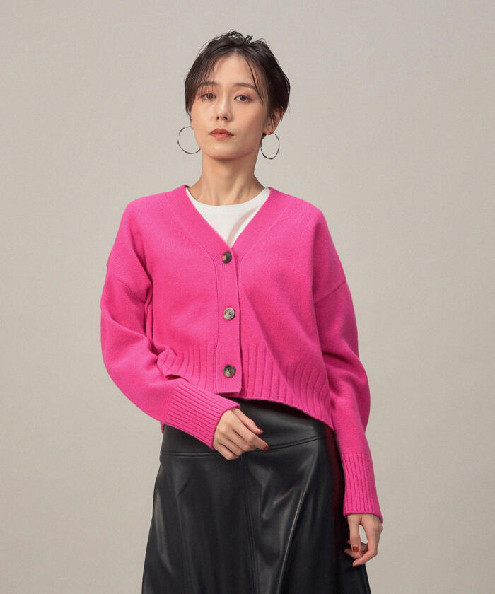 セール】MUSICカシミヤ混ショートVネックカーディガン(504845335