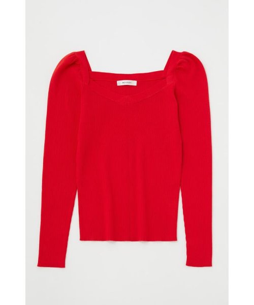 moussy(マウジー)/PUFF SHOULDER KNIT トップス/RED