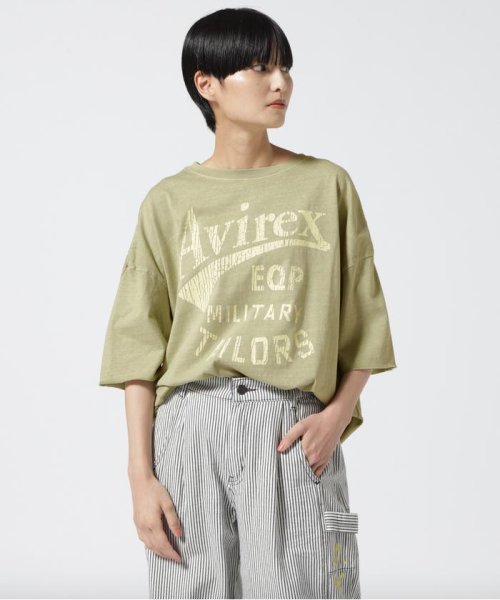 AVIREX(AVIREX)/≪直営店限定≫PRODUCT DYEING VINTAGE T－SHIRT/ プロダクトダイヴィンテージＴシャツ/ライトグリーン