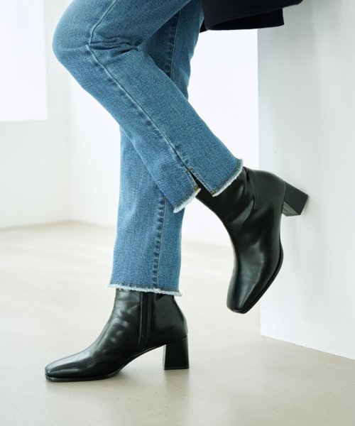 7days スクエア ショートブーツ 5 5cmヒール 撥水 グリーンレーベルリラクシング Green Label Relaxing Magaseek