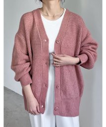 Re:EDIT(リエディ)/[2023A/W COLLECTION][低身長サイズ有]ビッグシルエットリサイクルMIXニットカラーカーディガン/ピンク系1