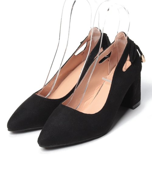 セール スエードタッチバックリボンポインテッドトゥパンプス スタイルブロック レディース Styleblock Magaseek