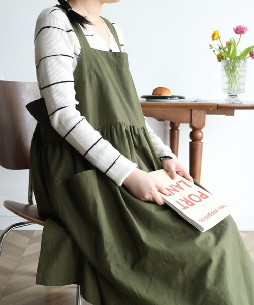 aimoha(aimoha（アイモハ）)/そのままお出かけもできるドレスのようなエプロン/グリーン