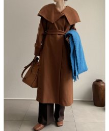 Re:EDIT(リエディ)/[2022A/W COLLECTION][低身長サイズ有]フェイクウールケープカラーロングコート/キャメル