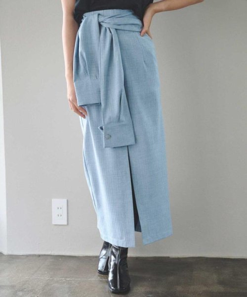 REDYAZEL(レディアゼル)/シャツ絞りタイトスカート/ブルー