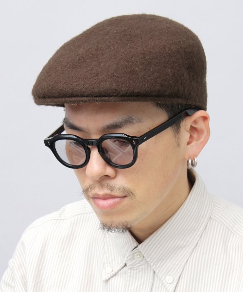 Besiquenti(ベーシックエンチ)/フラットバイザー シームレス ウールハンチング ハンチング帽 ウール100％ 帽子 メンズ カジュアル シンプル/ブラウン