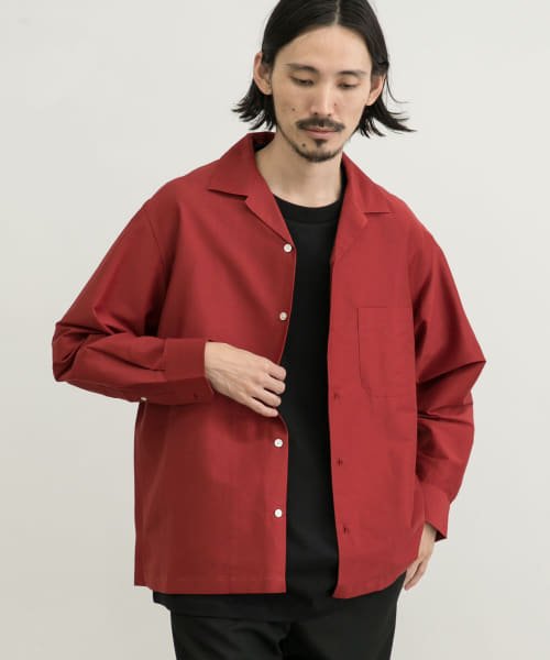 URBAN RESEARCH(アーバンリサーチ)/コットンシルクロングスリーブオープンカラーシャツ/BURGUNDY