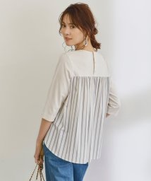 NIJYUSANKU(23区)/【WEB限定カラー有】コットンポンチジャージー バックデザイン カットソー/[WEB限定]アイボリーストライプ