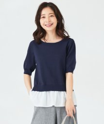 any SiS L(エニスィス（大きいサイズ）)/【洗える】シャツテール ニットＴシャツ/ネイビー