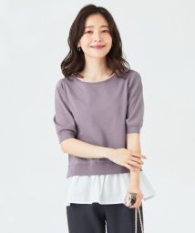 any SiS L(エニスィス（大きいサイズ）)/【洗える】シャツテール ニットＴシャツ/ラベンダー