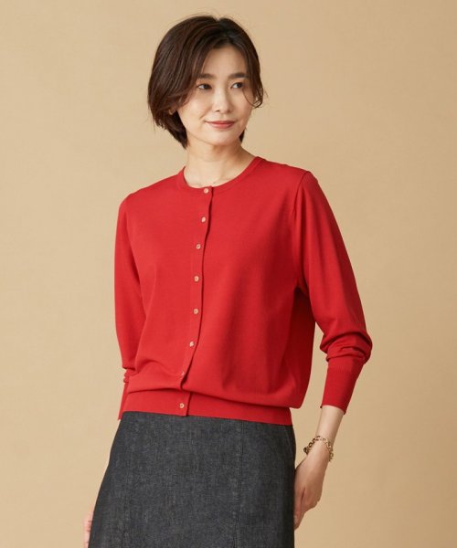 J.PRESS LADIES（LARGE SIZE）(J．プレス　レディス（大きいサイズ）)/【洗える】 レーヨンエリートストレッチ カーディガン/オレンジ系