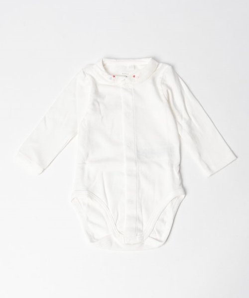 Bebe Enfant 衿付きホワイト長袖ボディ プチバトー Petit Bateau Magaseek