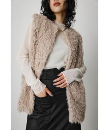 AZUL by moussy(アズールバイマウジー)/BICOLOR VOLUME FUR VEST/L/BEG1