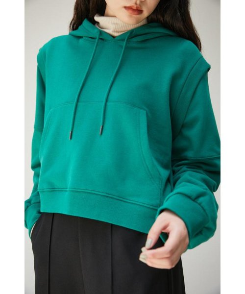 AZUL by moussy(アズールバイマウジー)/REMOVABLE SLEEVE SHORT HOODIE/GRN