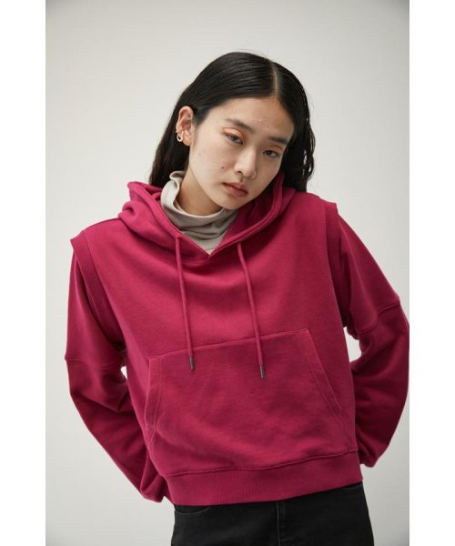 AZUL by moussy(アズールバイマウジー)/REMOVABLE SLEEVE SHORT HOODIE/BRD