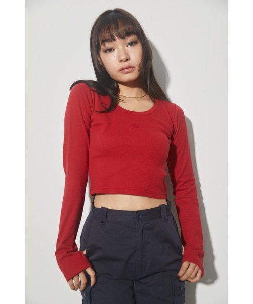 LAGUA GEM(ラグアジェム)/LAGUA LOGO RIB TOPS/RED