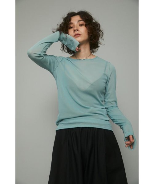 HeRIN.CYE(ヘリンドットサイ)/Crew neck mesh inner tops/L/BLU1