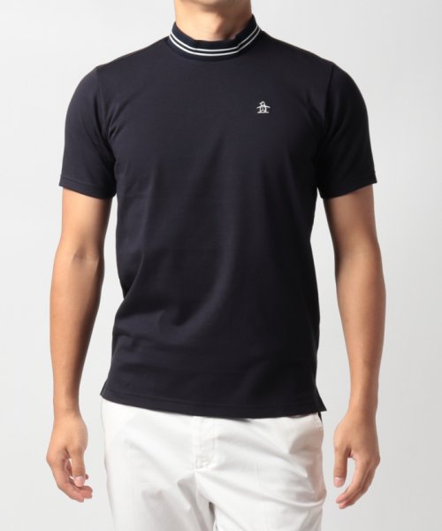Munsingwear(マンシングウェア)/『STANDARD』SUNSCREENスムースガゼット付きモックネック半袖シャツ/ネイビー