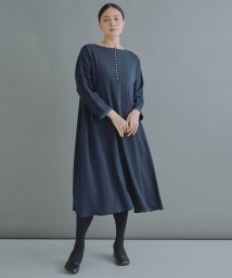 WHYTO(WHYTO)/「WHYTO. / ホワイト」Pearl button flare dress/NAVY
