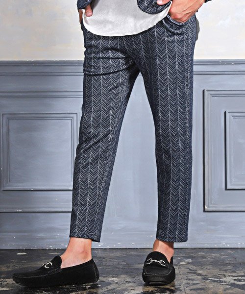 セール かすれヘリンボーンアンクルパンツ アンクルパンツ メンズ イージーパンツ スラックス ヘリンボーン ラグスタイル Luxstyle Magaseek