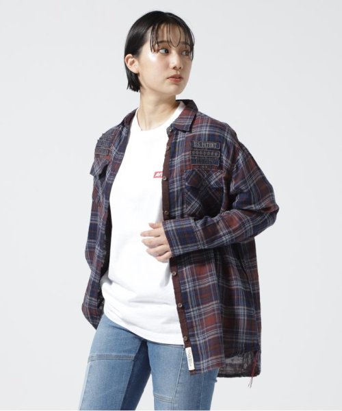 AVIREX(AVIREX)/《REBUILD COLLECTION》INDIGO CHECK SHIRT/ インディゴチェックシャツ/ワイン