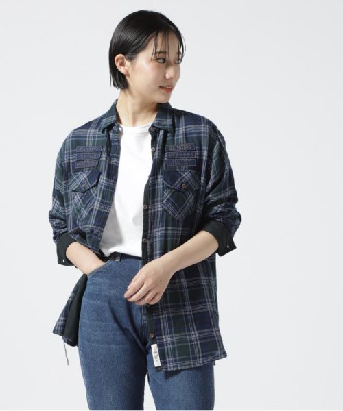 AVIREX(AVIREX)/《REBUILD COLLECTION》INDIGO CHECK SHIRT/ インディゴチェックシャツ/グリーン