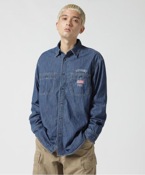 AVIREX(AVIREX)/《REBUILD COLLECTION》バーシティー 長袖 デニムシャツ / L/S VARSITY DENIM SHIRT/ウォッシュユーズド9