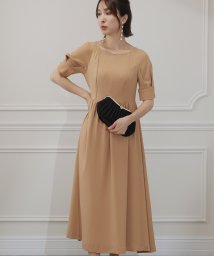 PourVous(プールヴー)/パイピングワンピース 結婚式 パーティードレス/ベージュ